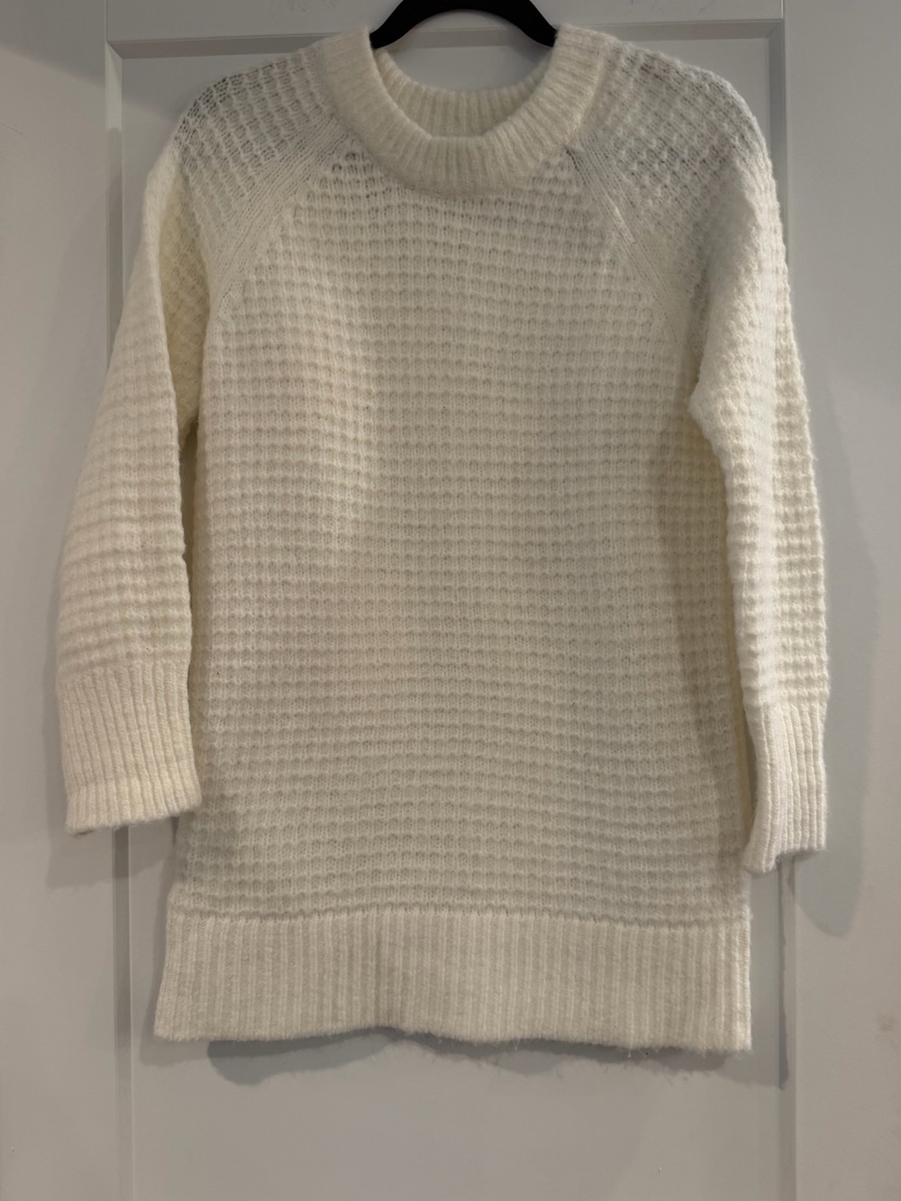 Lou and Grey Cream Cozy Waffle-Knit Crewneck Sweater